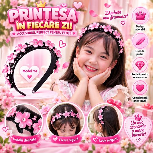 Coroniță cu Flori pentru Fetițe PrințesaFlori™