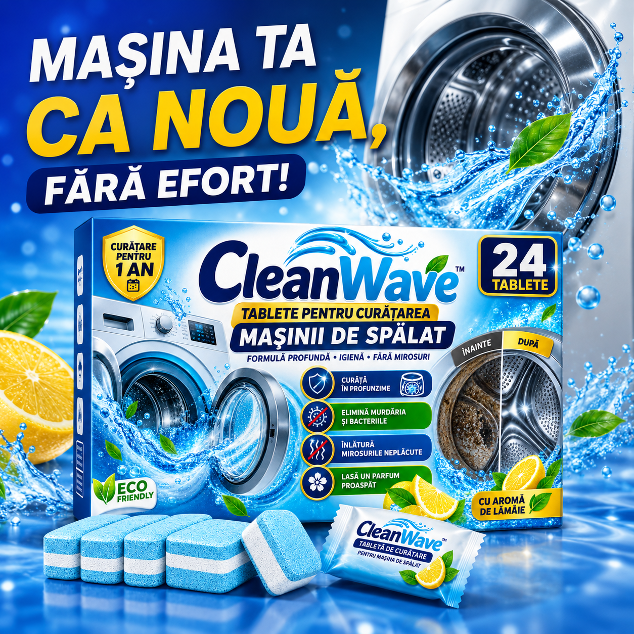 Tablete pentru Curățarea Mașinii de Spălat CleanWave™